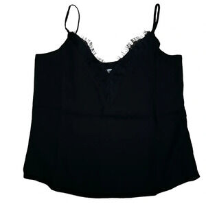 ABOUND Black Adjustable Spaghetti Strap Loose Fit XS Eyelash Lace Top BNWT